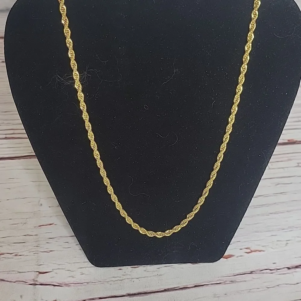 Goldtone Rope Chain 16.5" to 18.5" - Picture 2 of 5